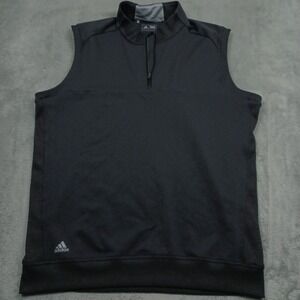 Adidas Sweater Mens Medium Gray 1/4 Zip Vest Pullover Golf Casual Preppy